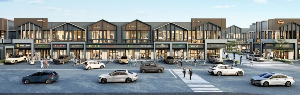 Ilustrasi render deretan ruko dua lantai West Lakeside