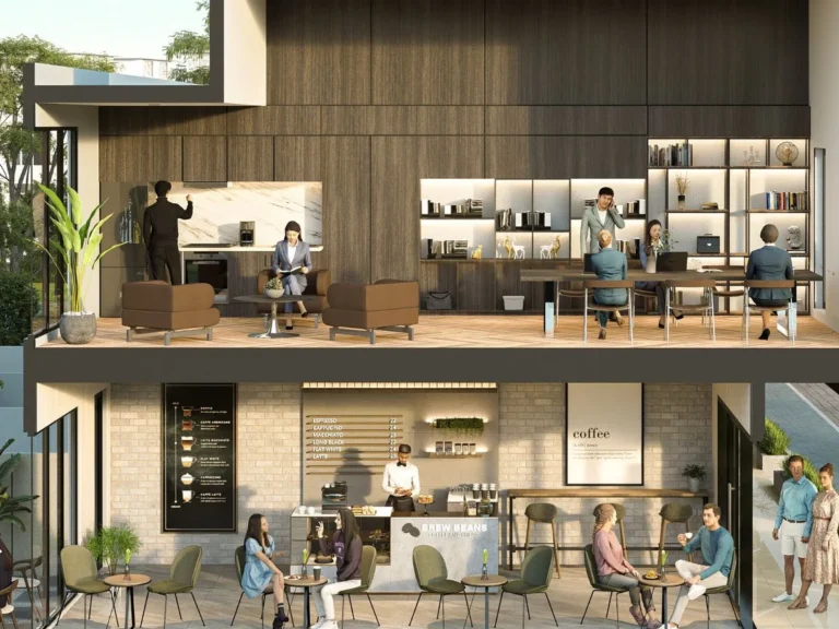 Kafe di lantai dasar dan kantor di lantai 2 ruko Vanya Avenue, BSD City